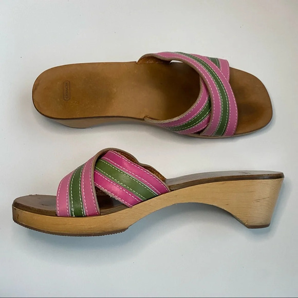 Coach Clog Mule Leather Stripe Sandal - Picture 3 of 16